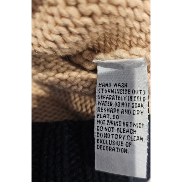 Marisa Christina Sweater Hand Knit Fair Isle Tan Black Ramie Cotton Zip Up - Picture 9 of 15